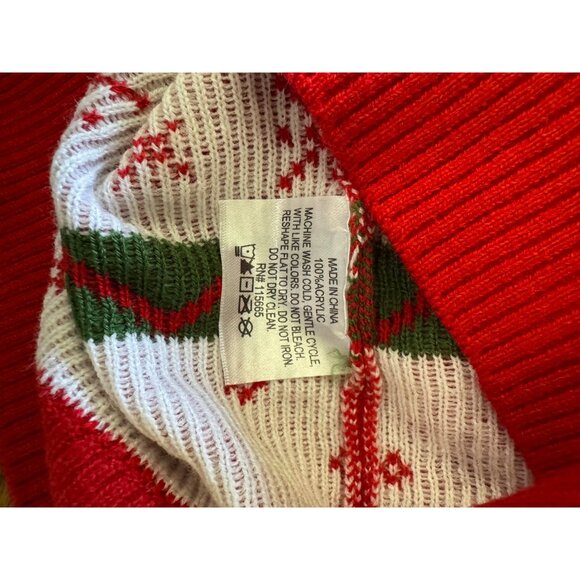 SpongeBob SquarePants Christmas Sweater Mens M Red White Snowflake Tree - Picture 4 of 6